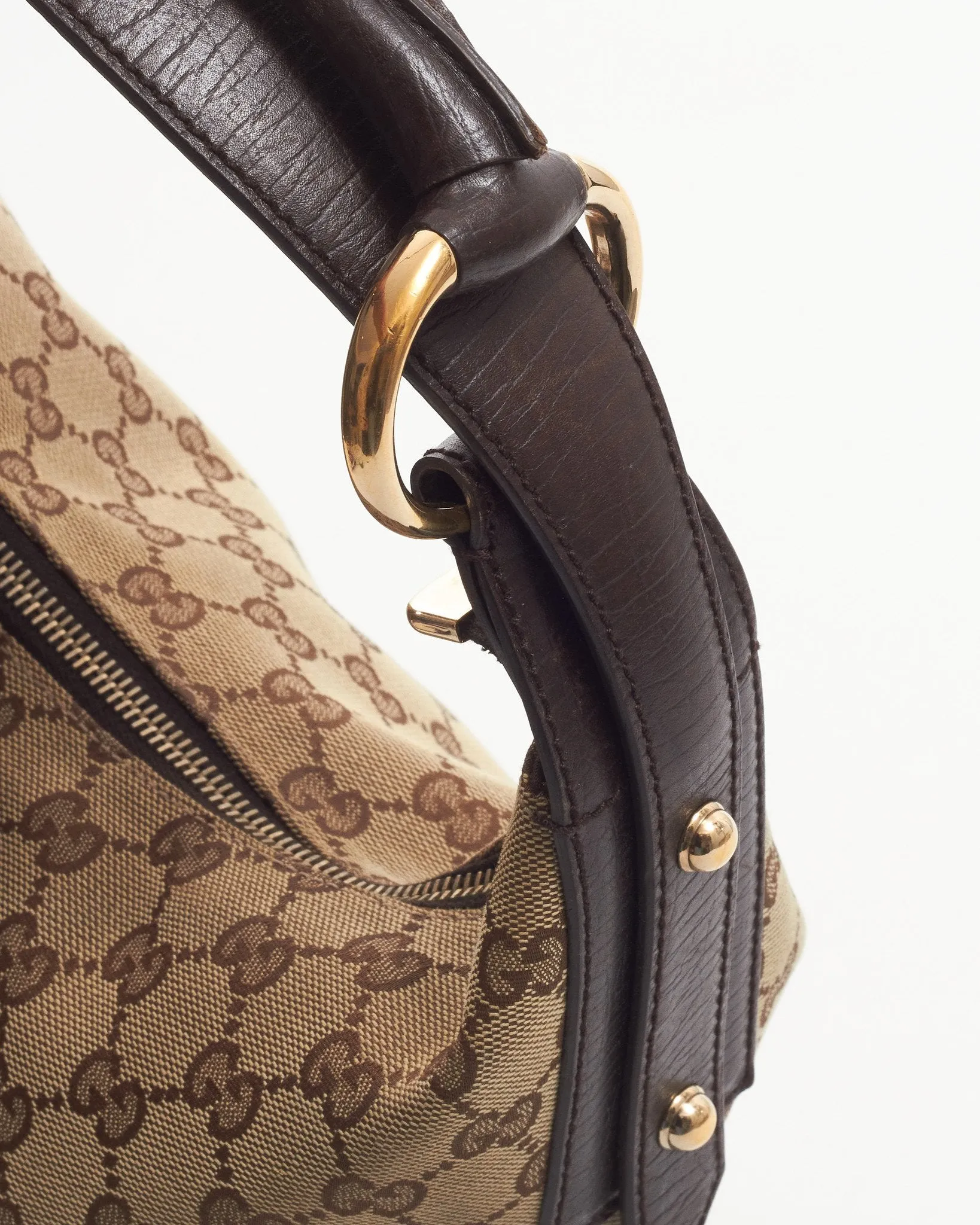 Gucci Brown GG Canvas Small Horsebit Hobo Shoulder Bag