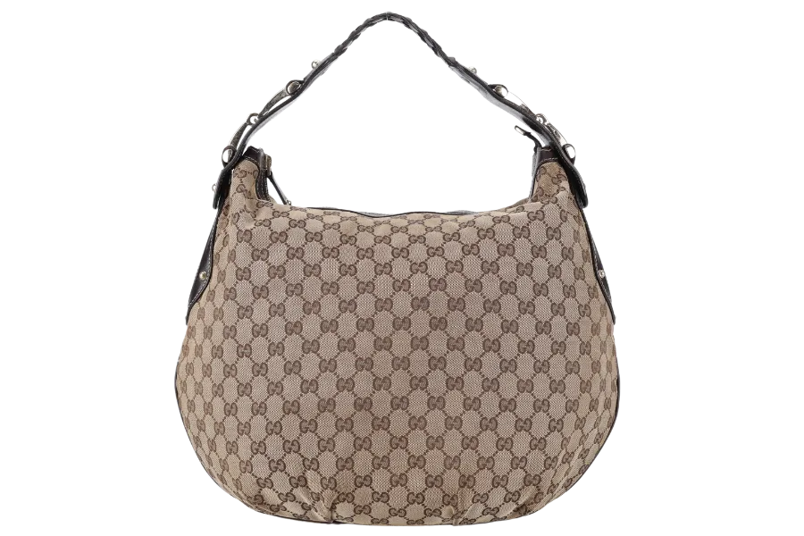 GUCCI PELHAM HOBO BAG GG CANVAS GOLD HARDWARE NO DUST COVER