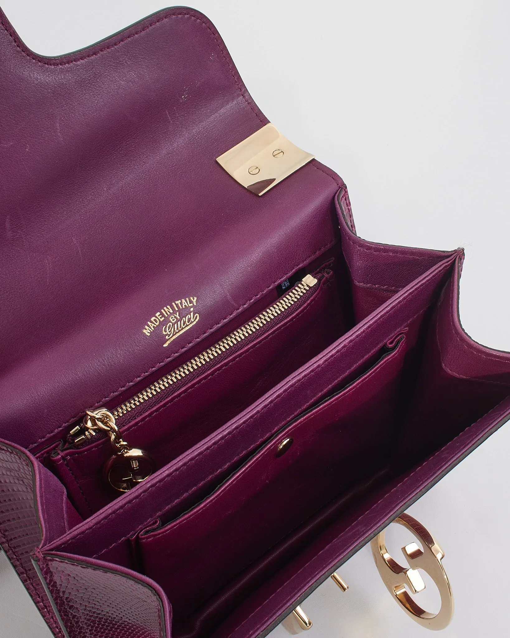 Gucci Purple Lizard 1973 Small Top Handle Bag