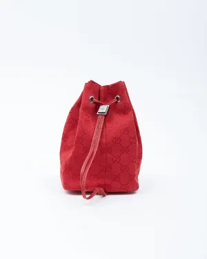 Gucci Red Canvas GG Supreme Drawstring Pouch