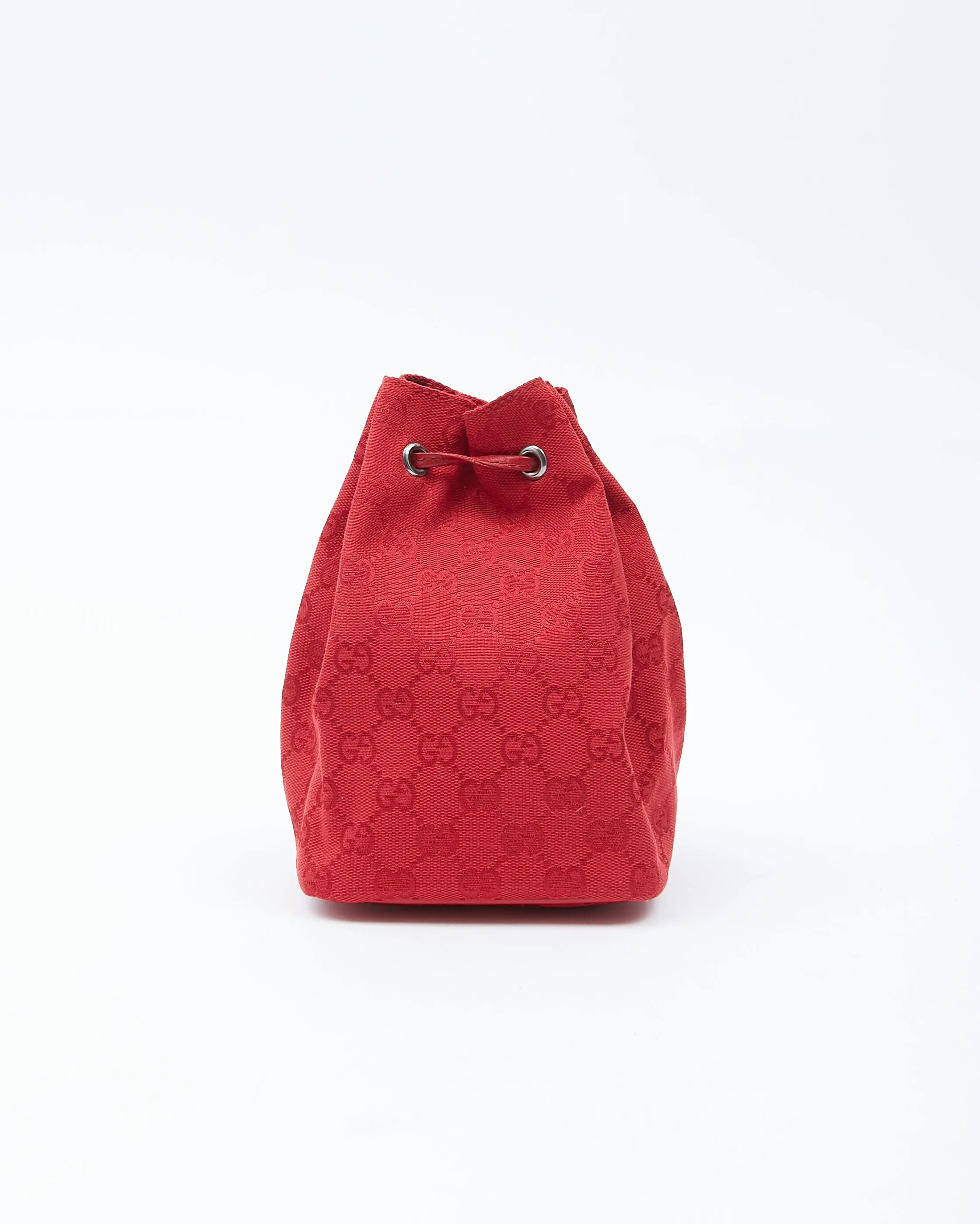 Gucci Red Canvas GG Supreme Drawstring Pouch