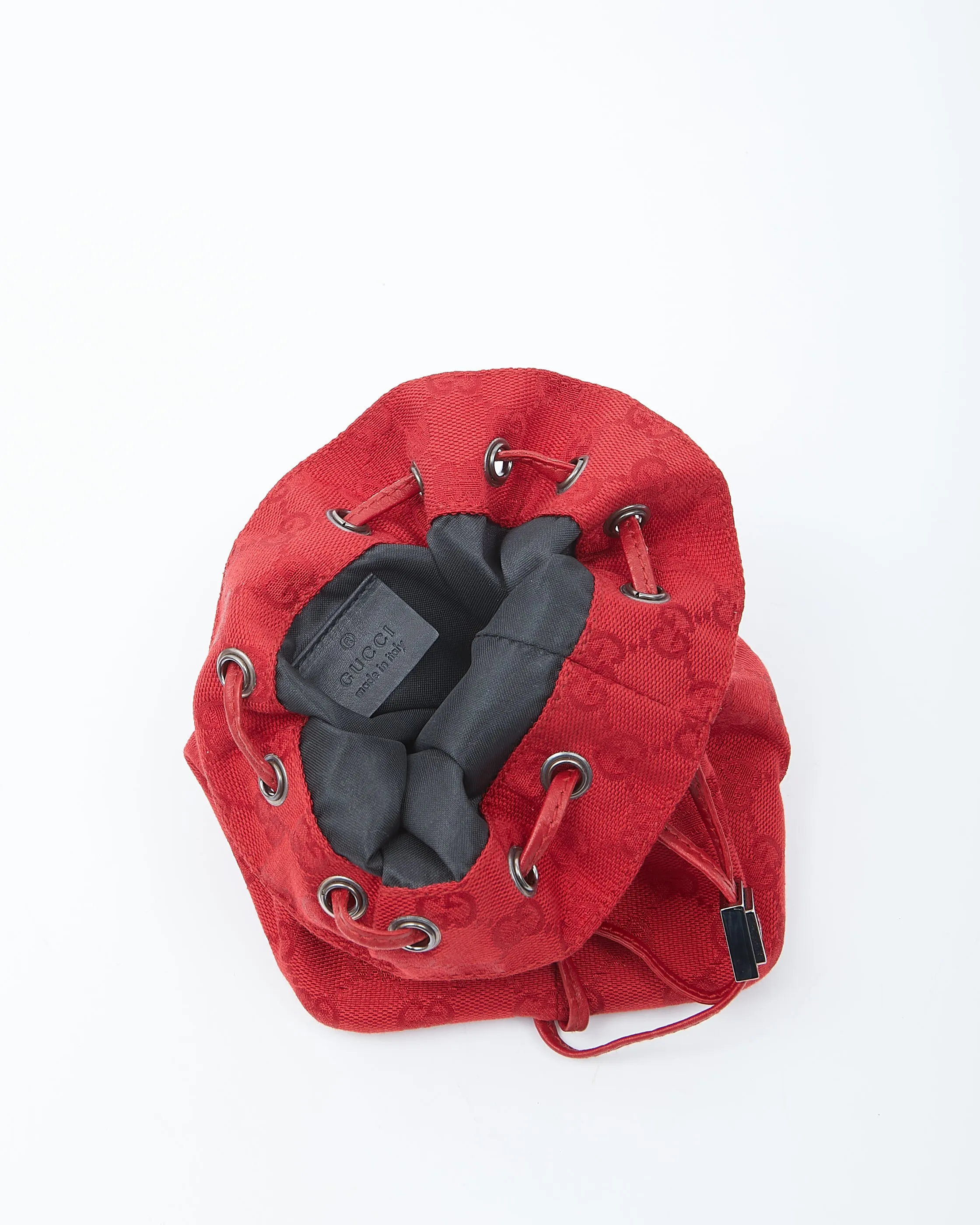 Gucci Red Canvas GG Supreme Drawstring Pouch