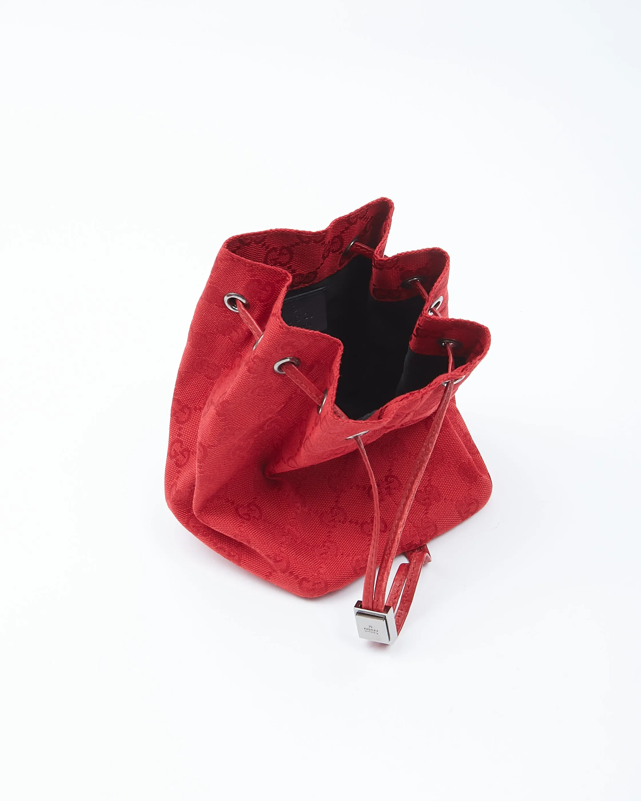 Gucci Red Canvas GG Supreme Drawstring Pouch