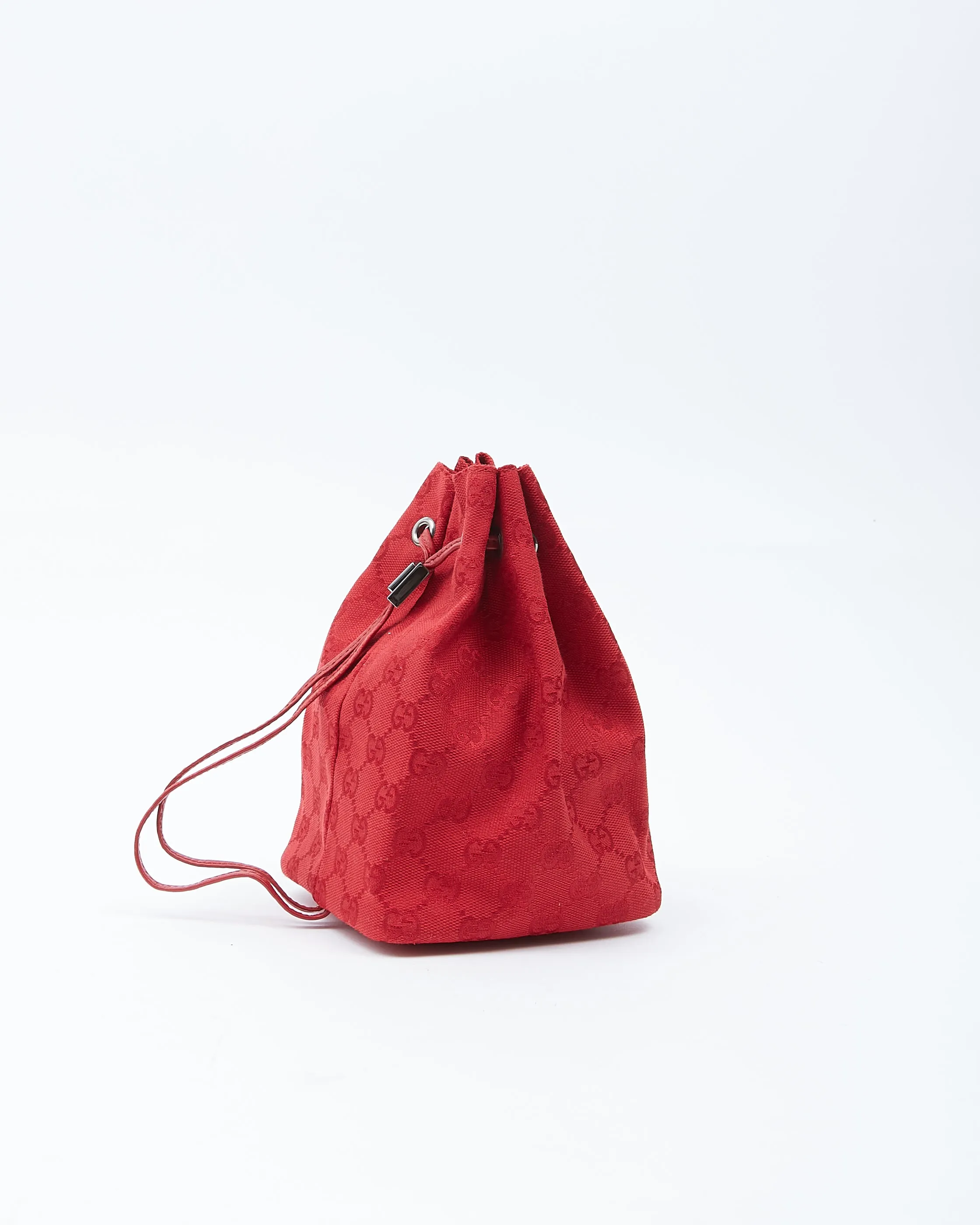 Gucci Red Canvas GG Supreme Drawstring Pouch