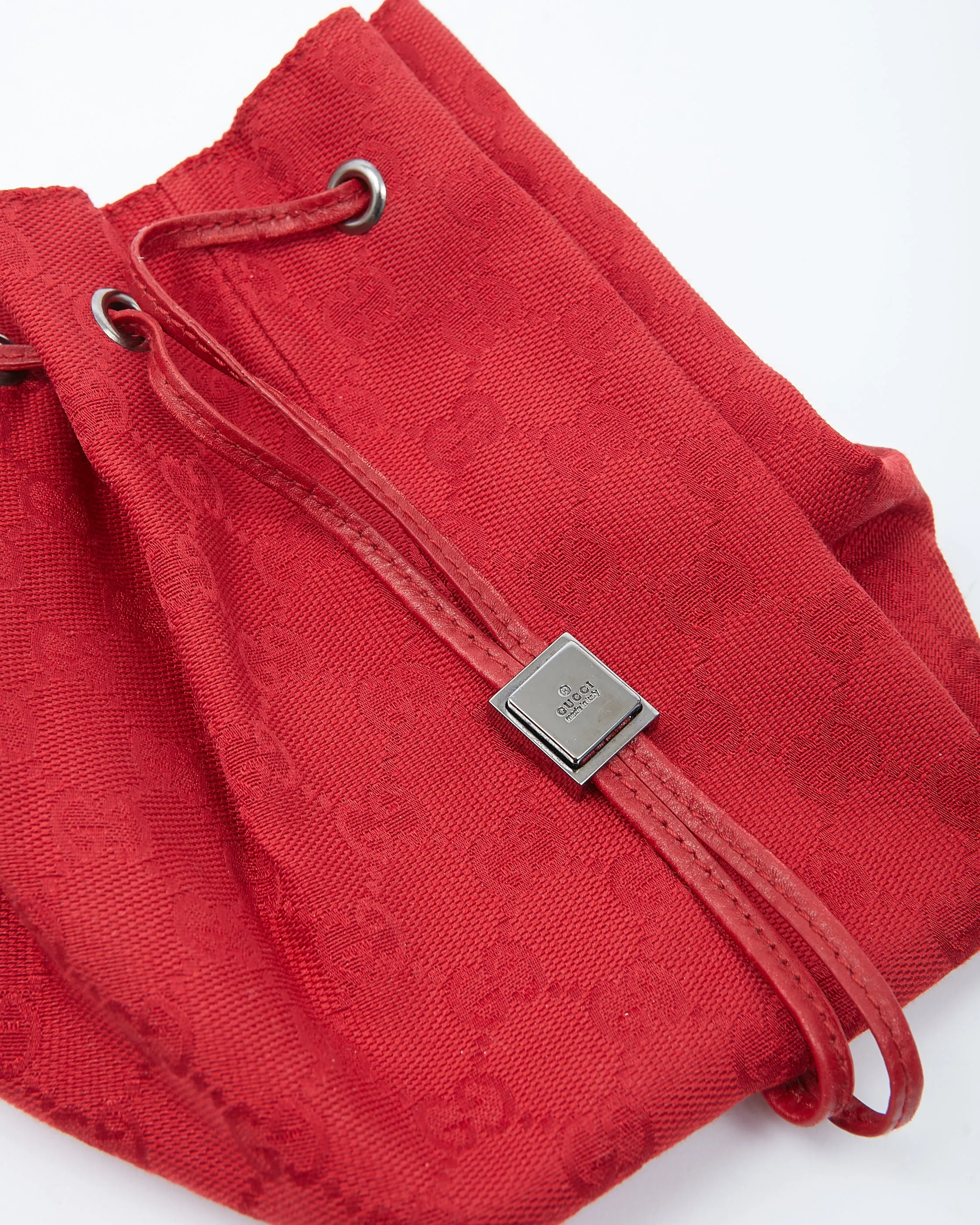 Gucci Red Canvas GG Supreme Drawstring Pouch