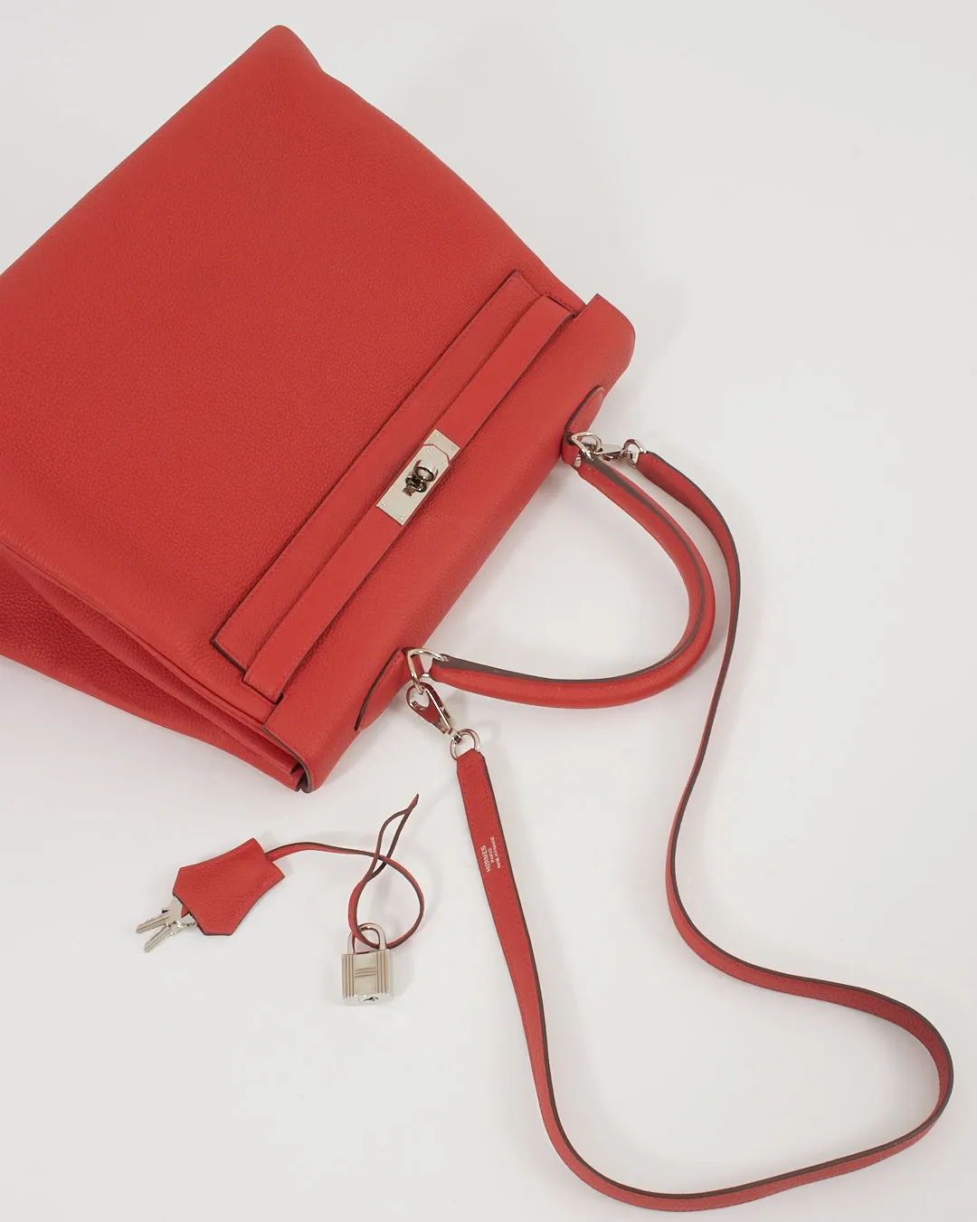 Hermès "Rouge Tomate" Red Togo Leather Retourné Kelly 35 Handbag