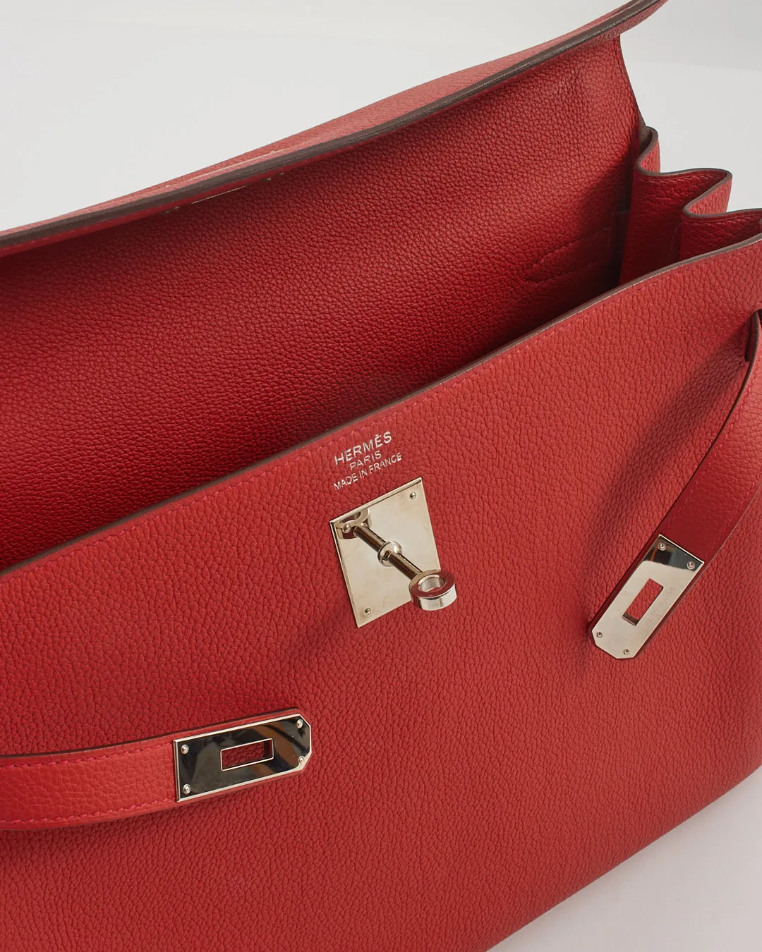 Hermès "Rouge Tomate" Red Togo Leather Retourné Kelly 35 Handbag