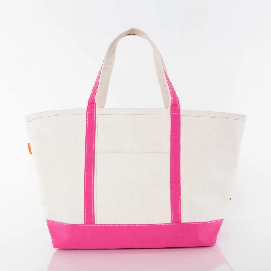 Hot Pink Large Zippered Tote Bag