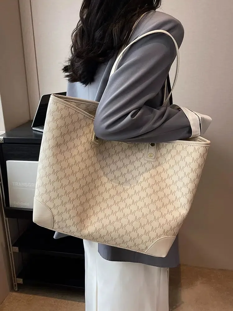 Large Leather Monogram Tote Bag