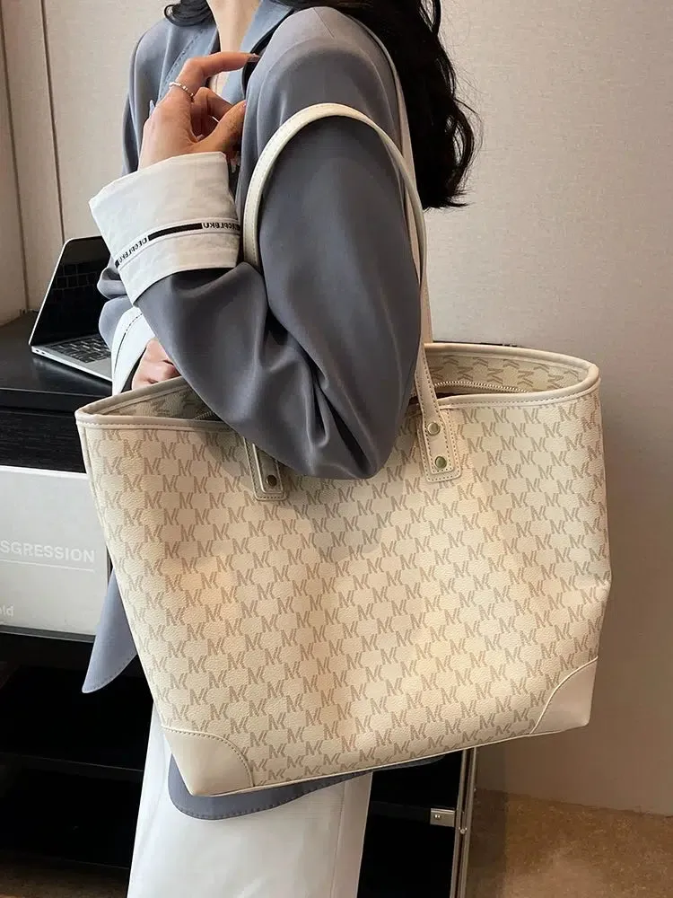 Large Leather Monogram Tote Bag