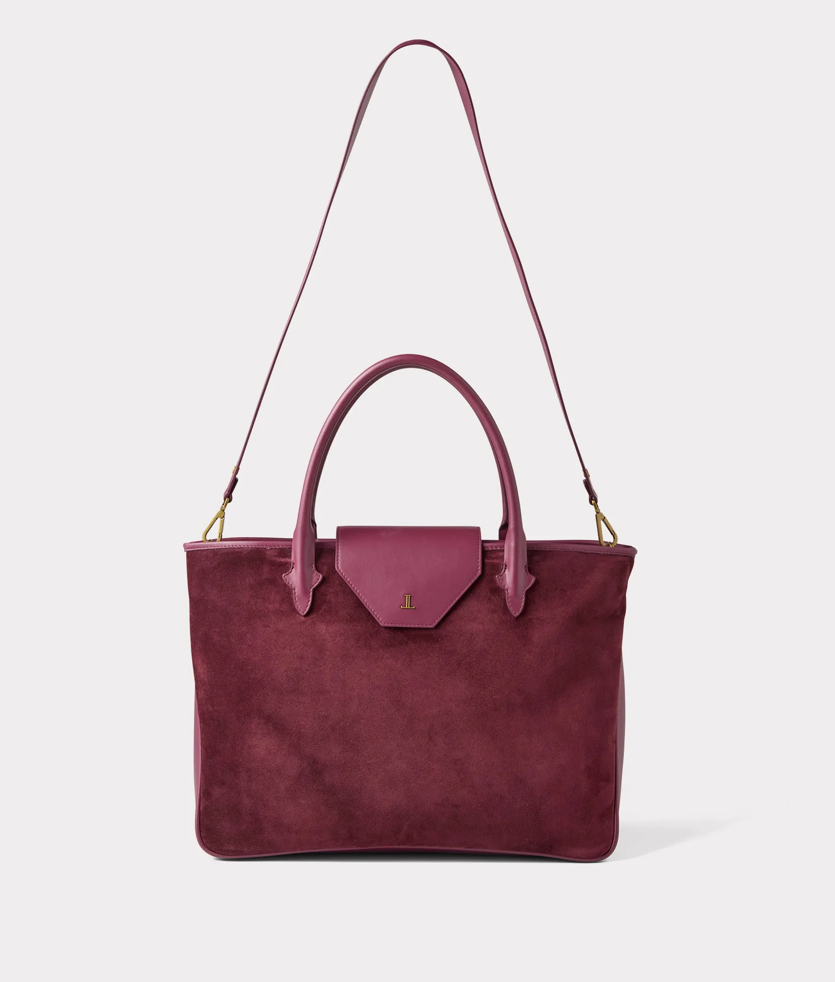 Large Roma Suede Tote :: Eggplant