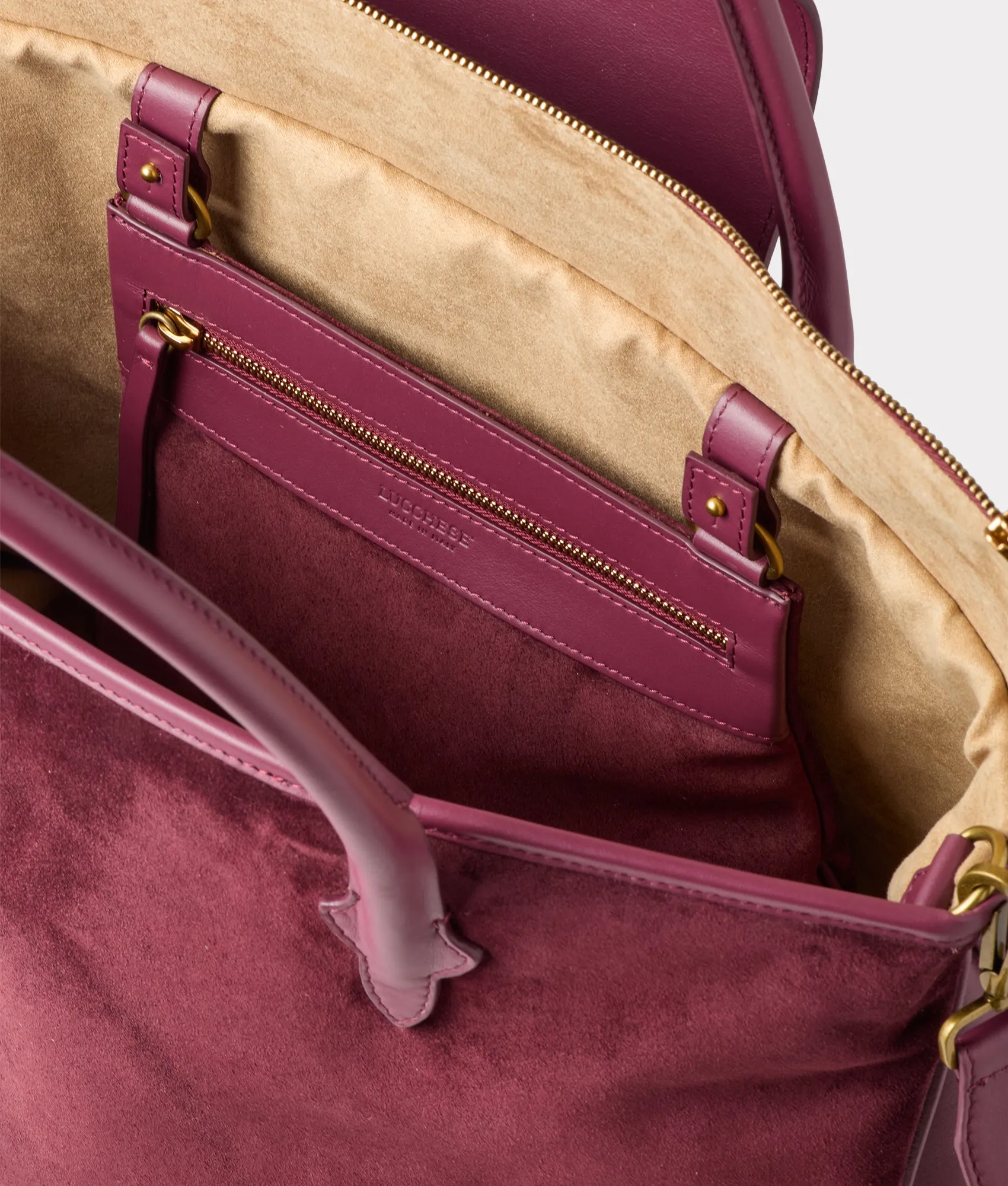 Large Roma Suede Tote :: Eggplant