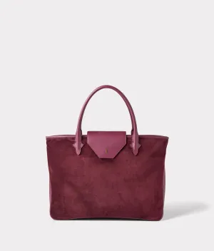 Large Roma Suede Tote :: Eggplant