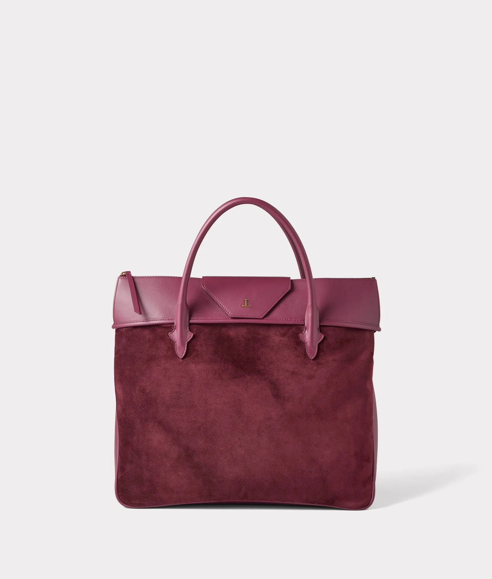 Large Roma Suede Tote :: Eggplant