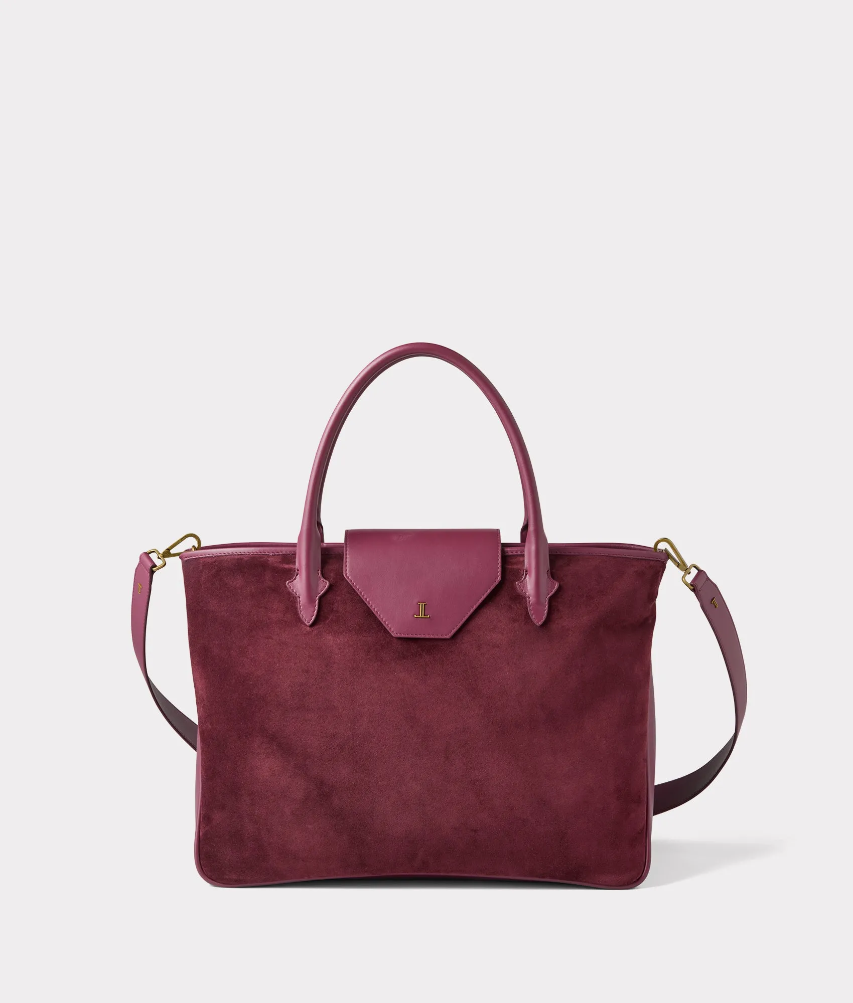 Large Roma Suede Tote :: Eggplant