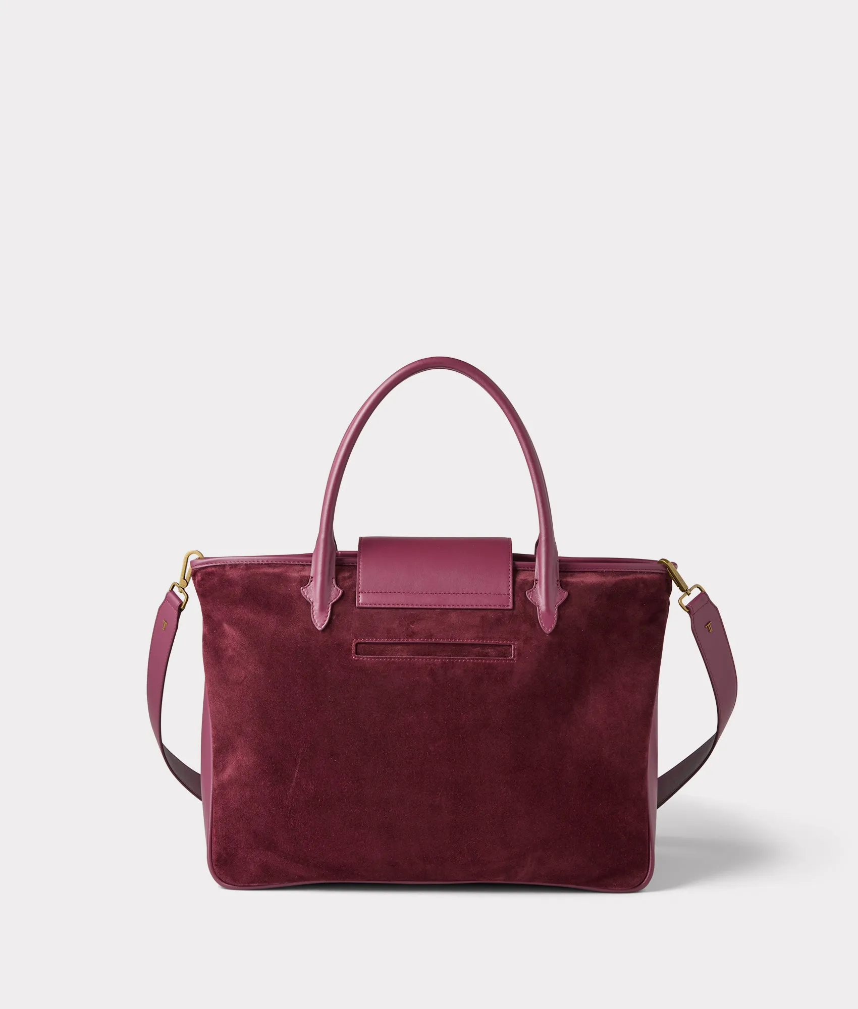 Large Roma Suede Tote :: Eggplant