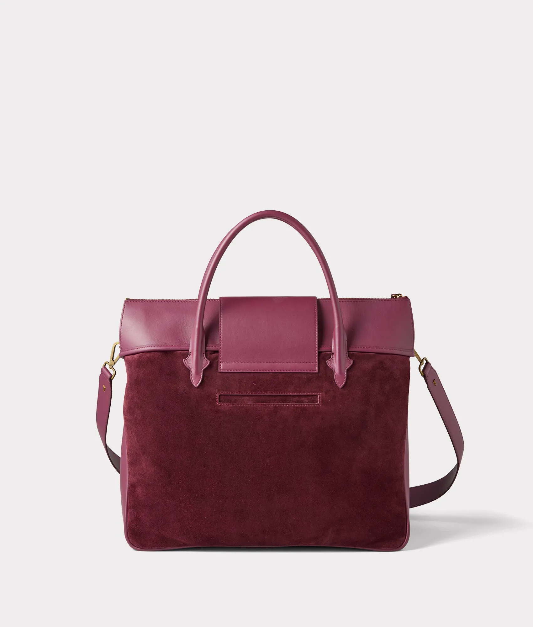 Large Roma Suede Tote :: Eggplant