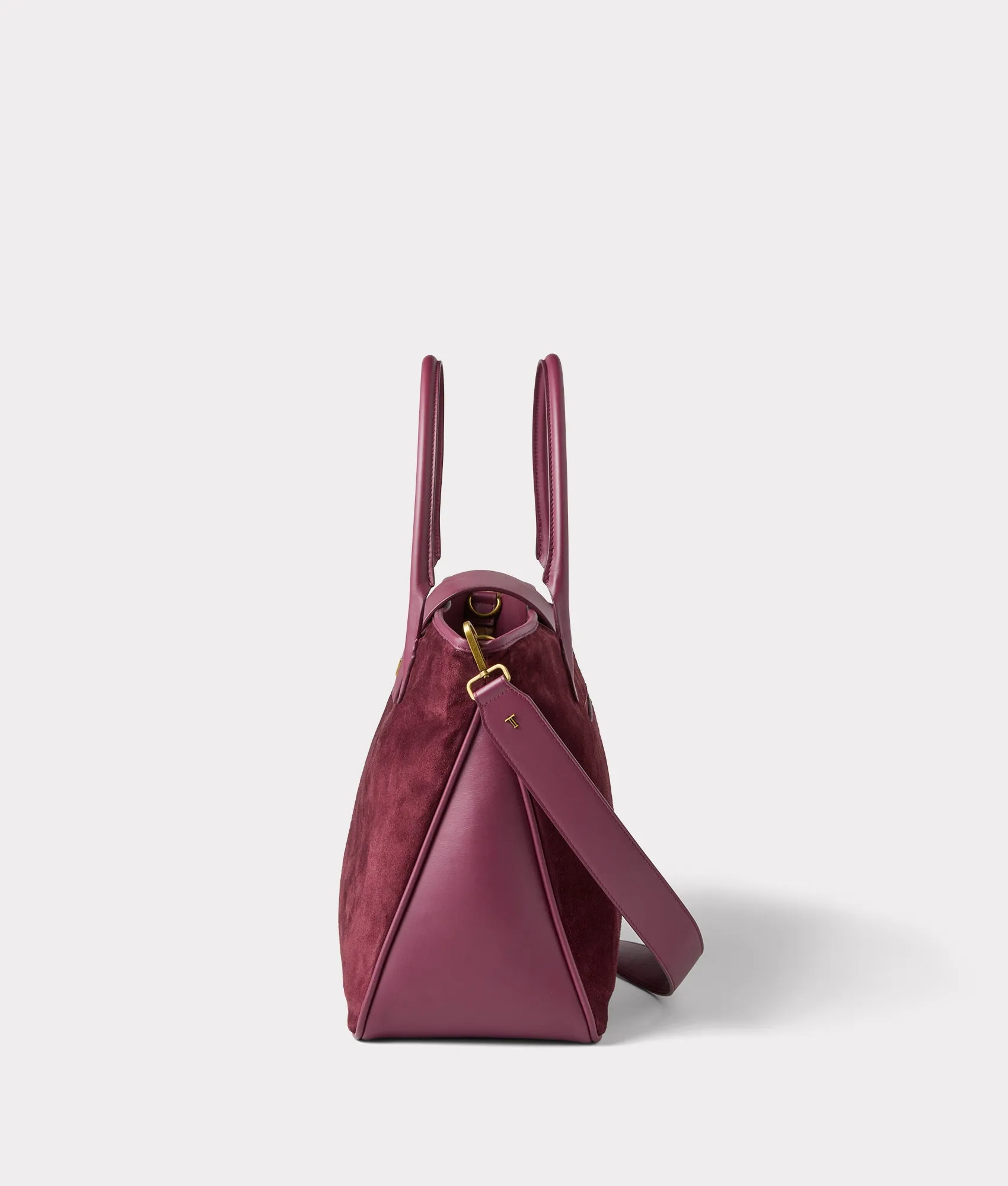 Large Roma Suede Tote :: Eggplant