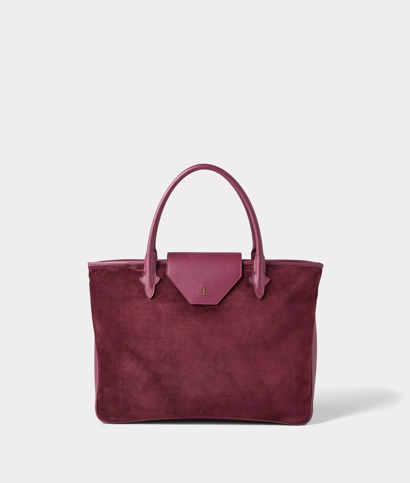 Large Roma Suede Tote :: Eggplant