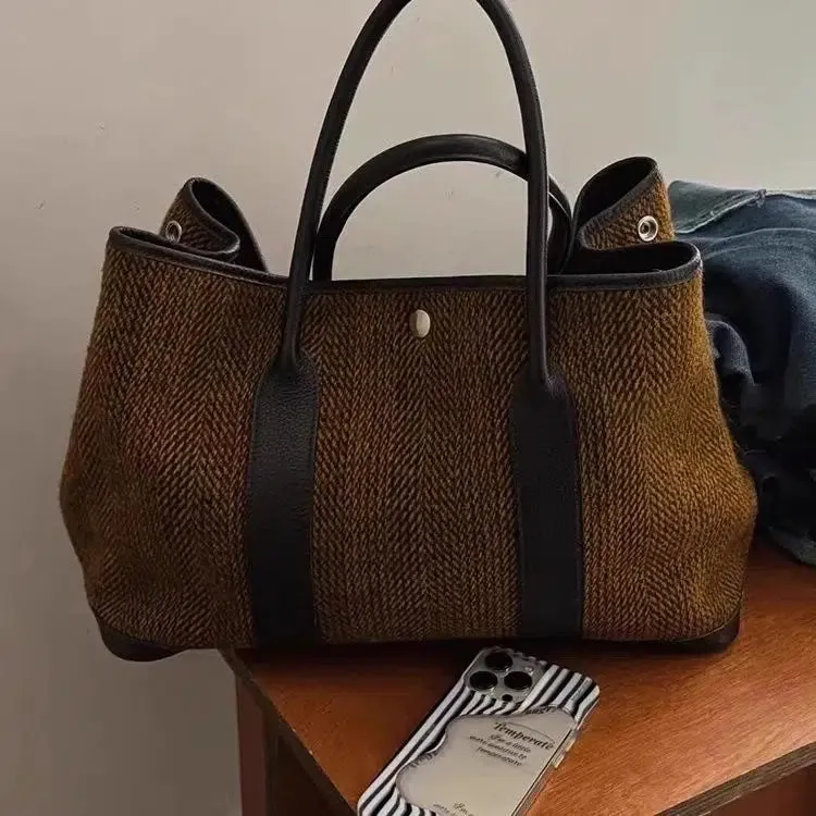 Leather Accents Casual Tote Bag