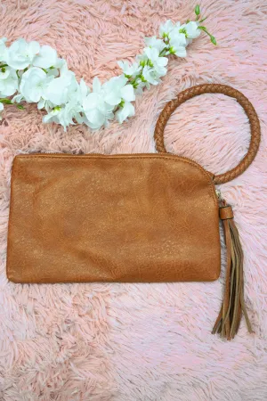 Light Brown Faux Leather Bangle Clutch