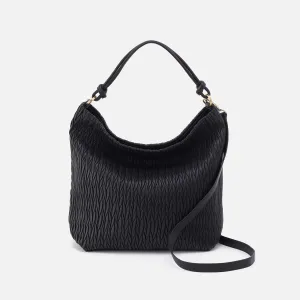 Lindley Hobo In Soft Pleated Leather - Black