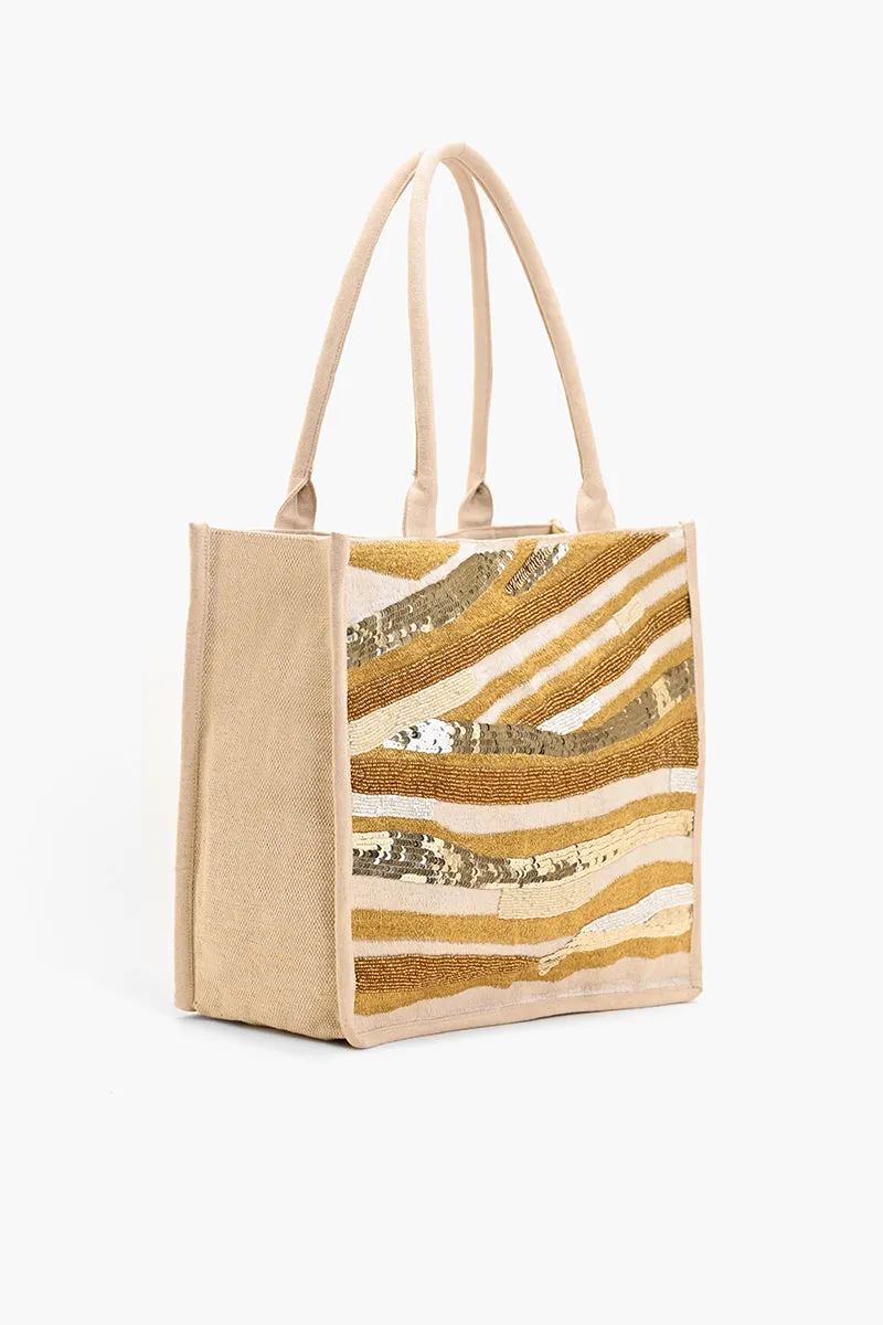 Luxe Gold Embellished Large Book Tote