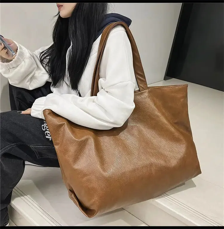 Luxe Oversized Leather Tote Bag