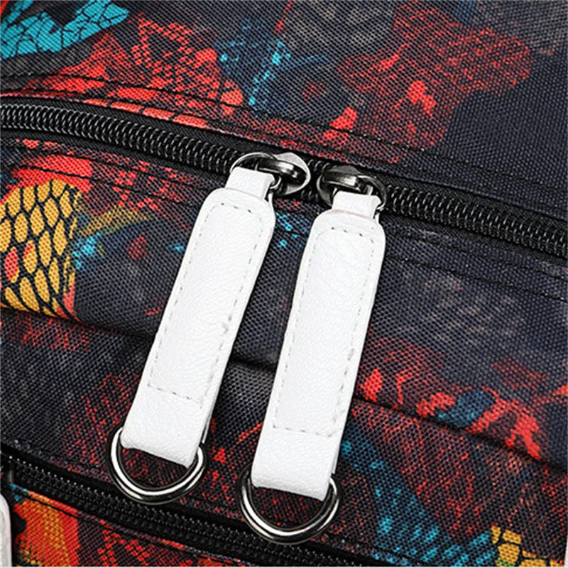 Men's Unique Abstract Print Waterproof Zipper High School Oxford Bag