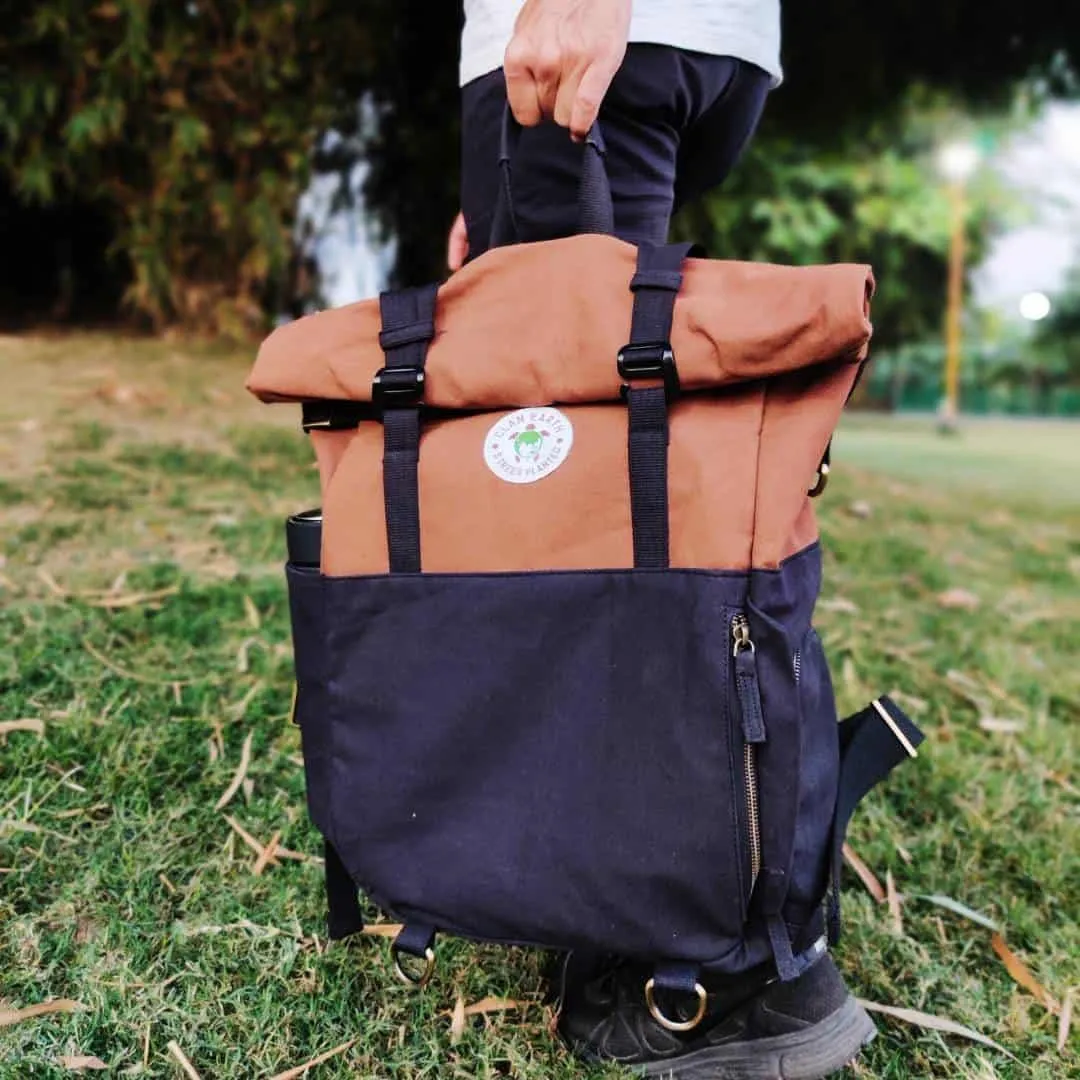 Pangolin Backpack  - Charcoal Black - Water Resistant Canvas Rolltop Travel Backpack