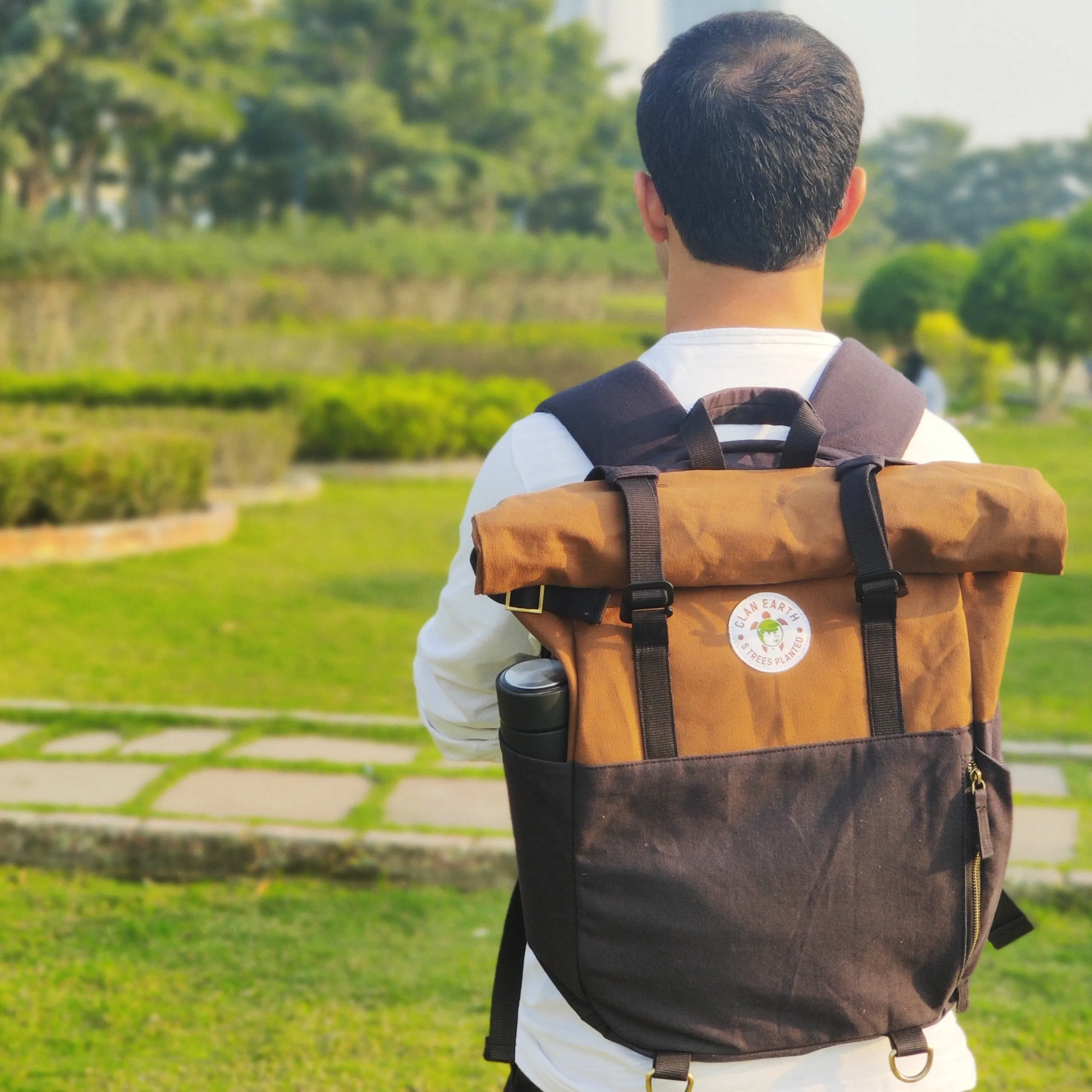 Pangolin Backpack - Navy Blue - Water Resistant Canvas Rolltop Travel Backpack