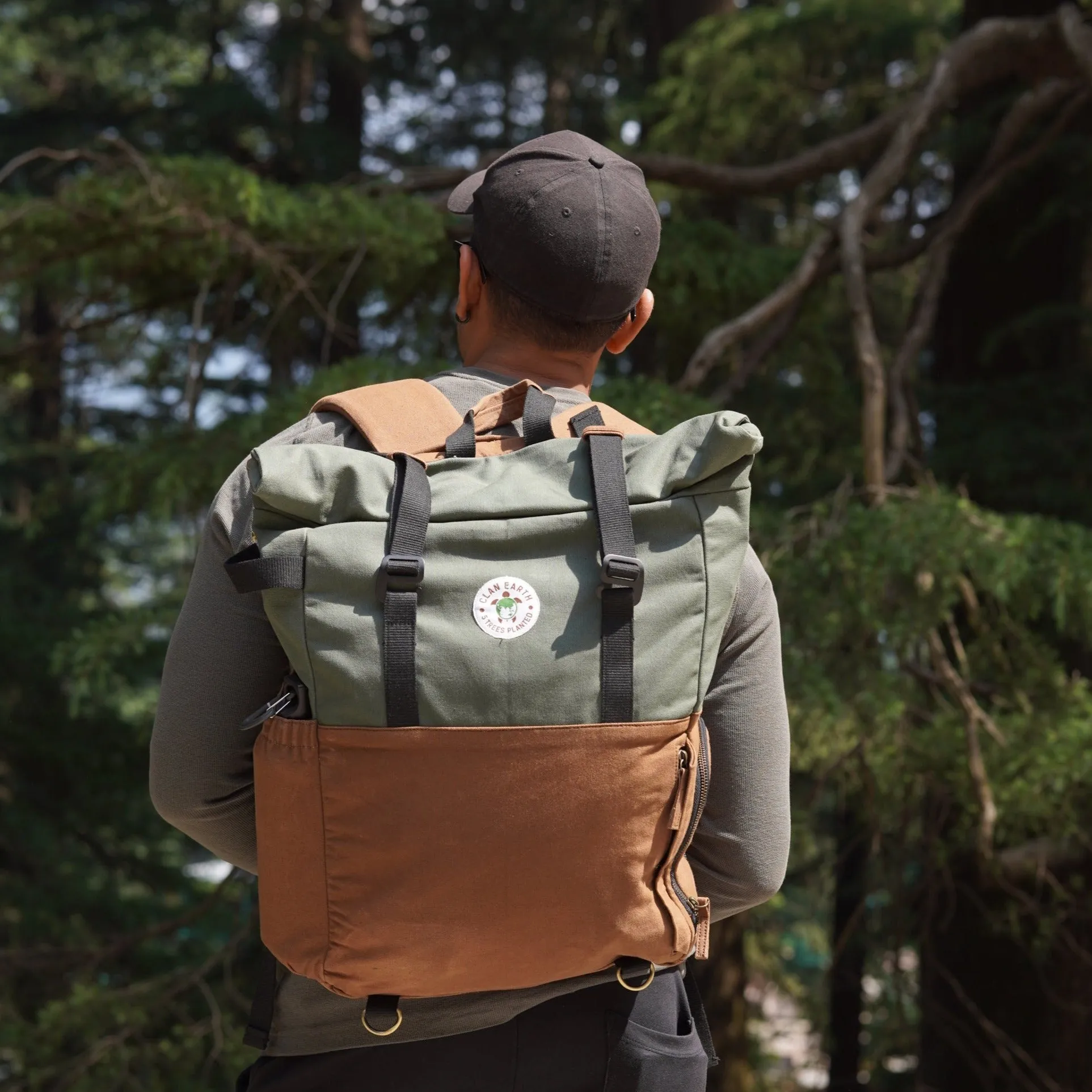 Pangolin Backpack - Sustainable Eco Canvas Hyper-Functional Rolltop Travel Backpack