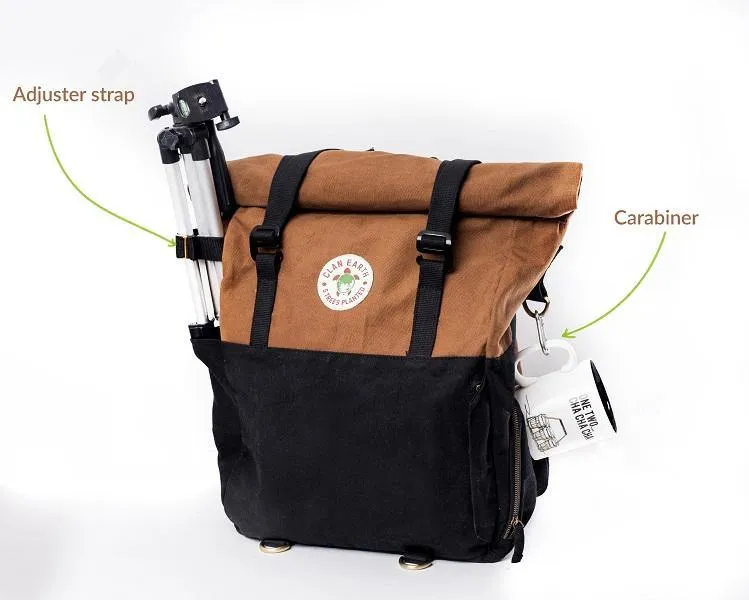 Pangolin Backpack - Sustainable Eco Canvas Hyper-Functional Rolltop Travel Backpack