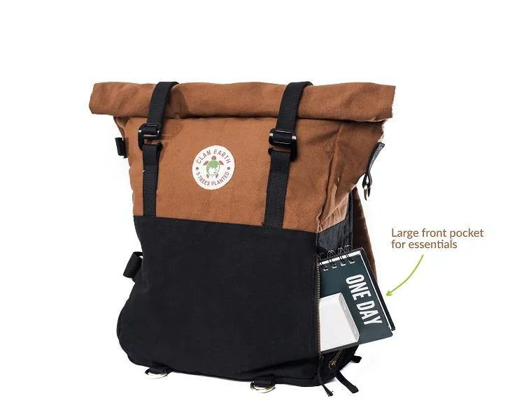 Pangolin Backpack - Sustainable Eco Canvas Hyper-Functional Rolltop Travel Backpack