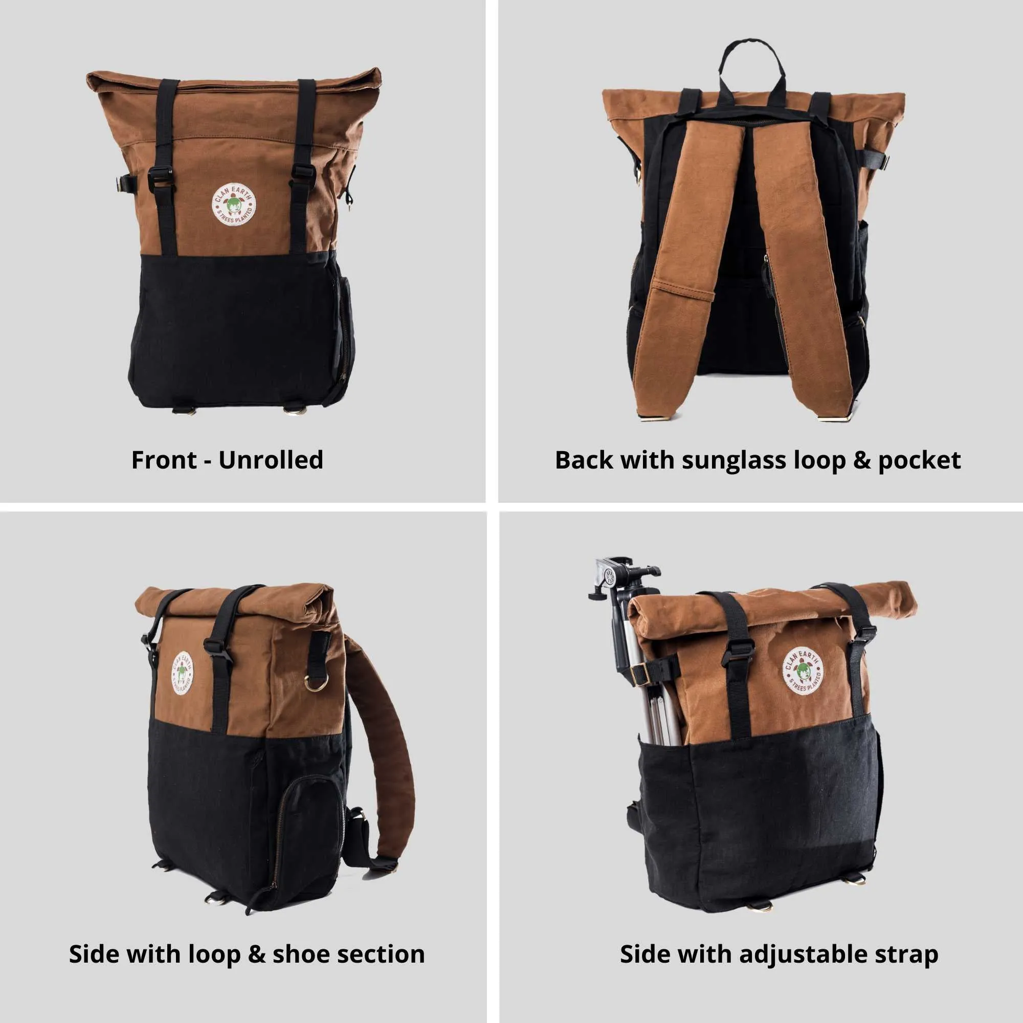 Pangolin Backpack - Sustainable Eco Canvas Hyper-Functional Rolltop Travel Backpack