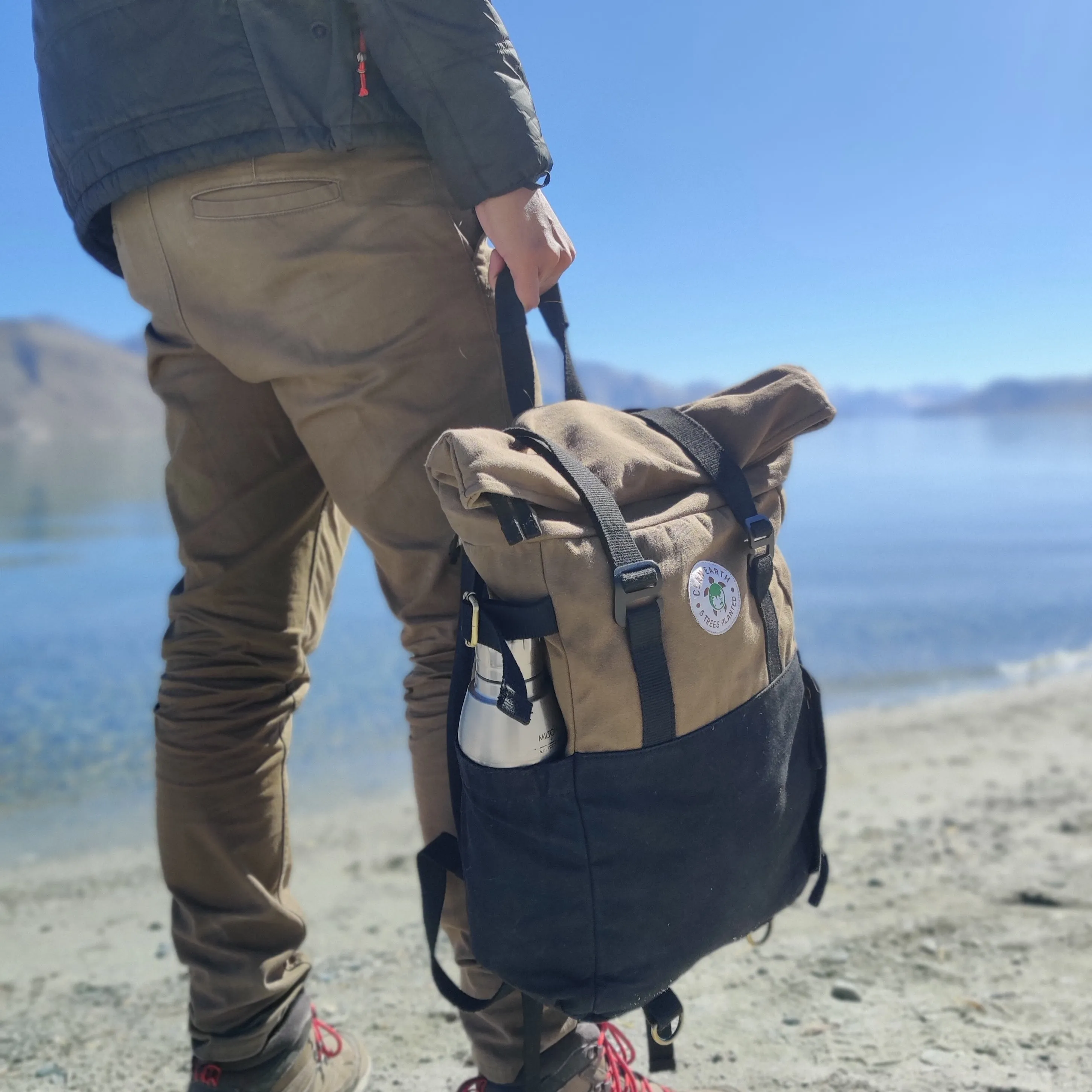 Pangolin Backpack - Sustainable Eco Canvas Hyper-Functional Rolltop Travel Backpack