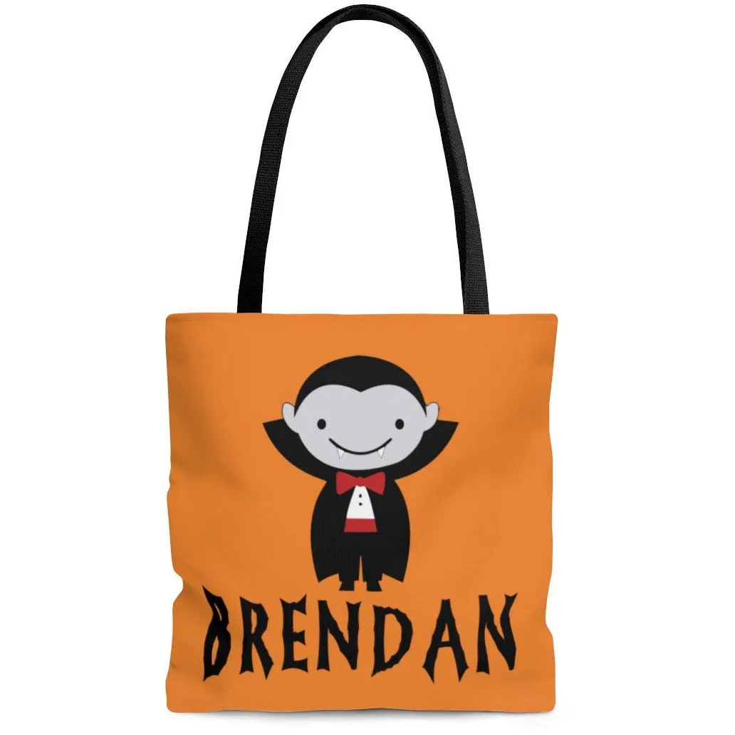 Personalized Halloween Trick Or Treat Bag, Kids Halloween Tote Bag - Dracula Vampire