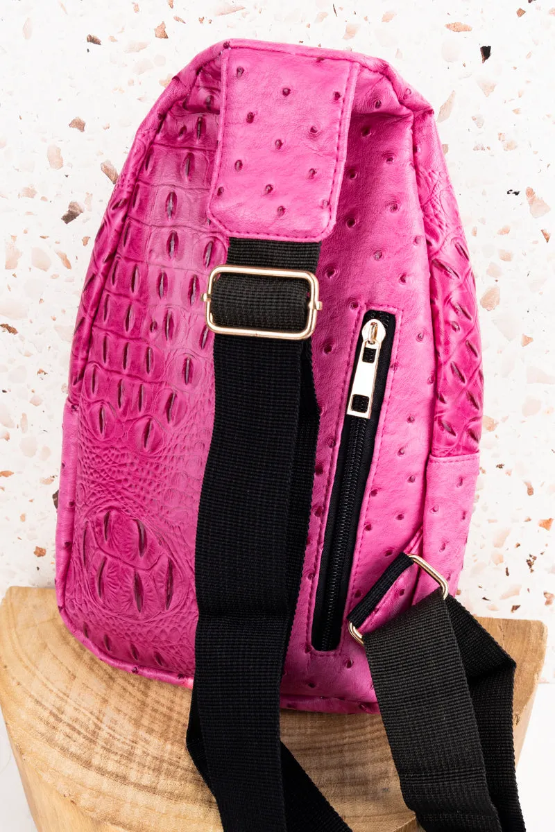 Pink Small Faux Ostrich Rylee Sling Bag