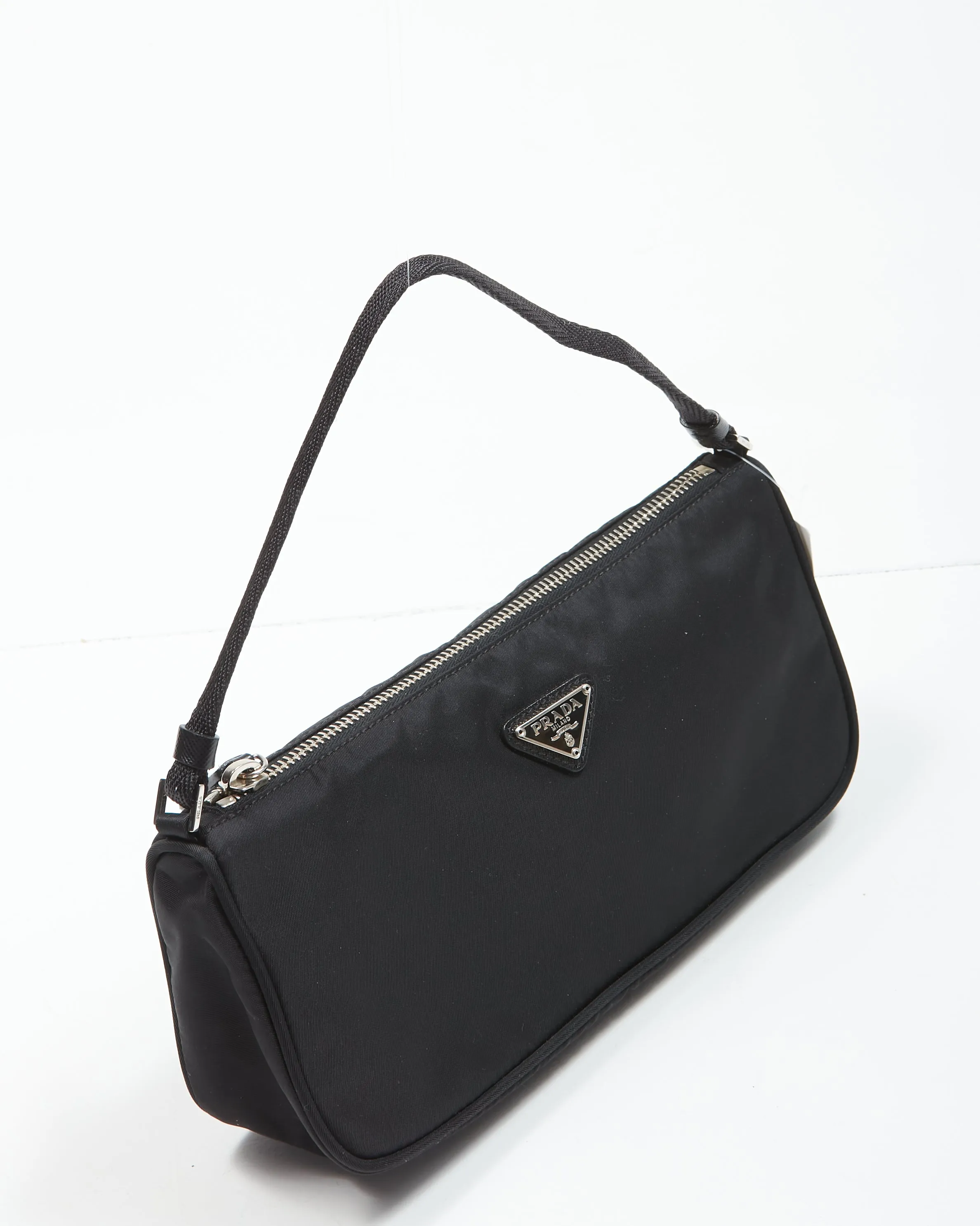 Prada Black Nylon Tessuto Baguette Shoulder Bag