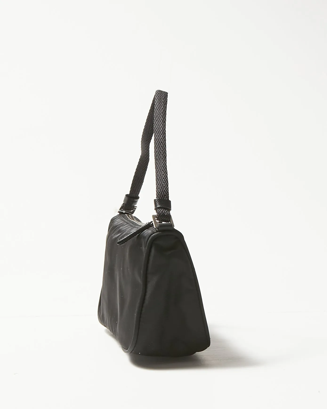 Prada Black Nylon Tessuto Baguette Shoulder Bag