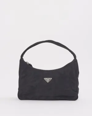 Prada Black Nylon Tessuto Hobo Mini Shoulder Bag