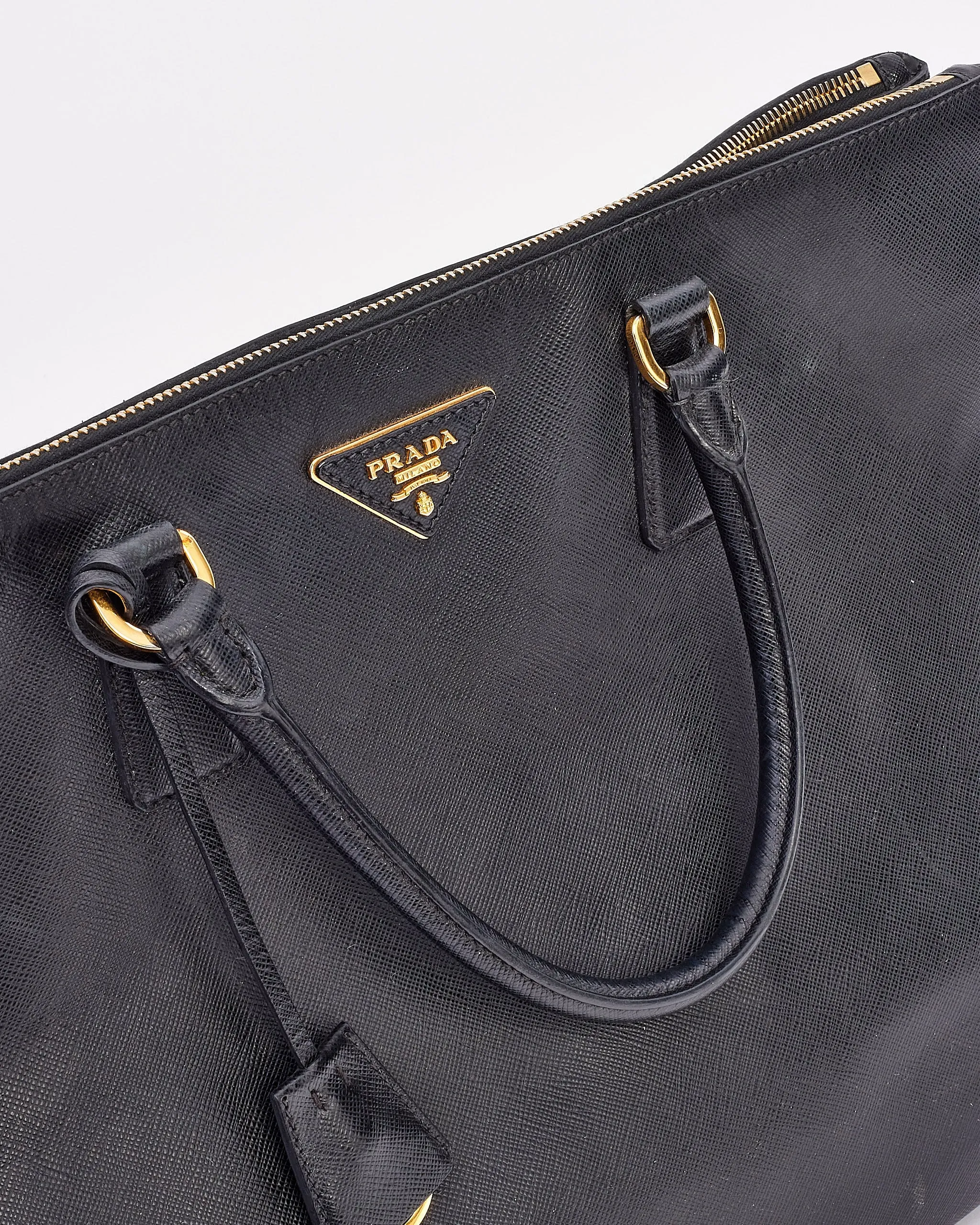 Prada Black Saffiano Leather Large Galleria Double Zip Tote Bag