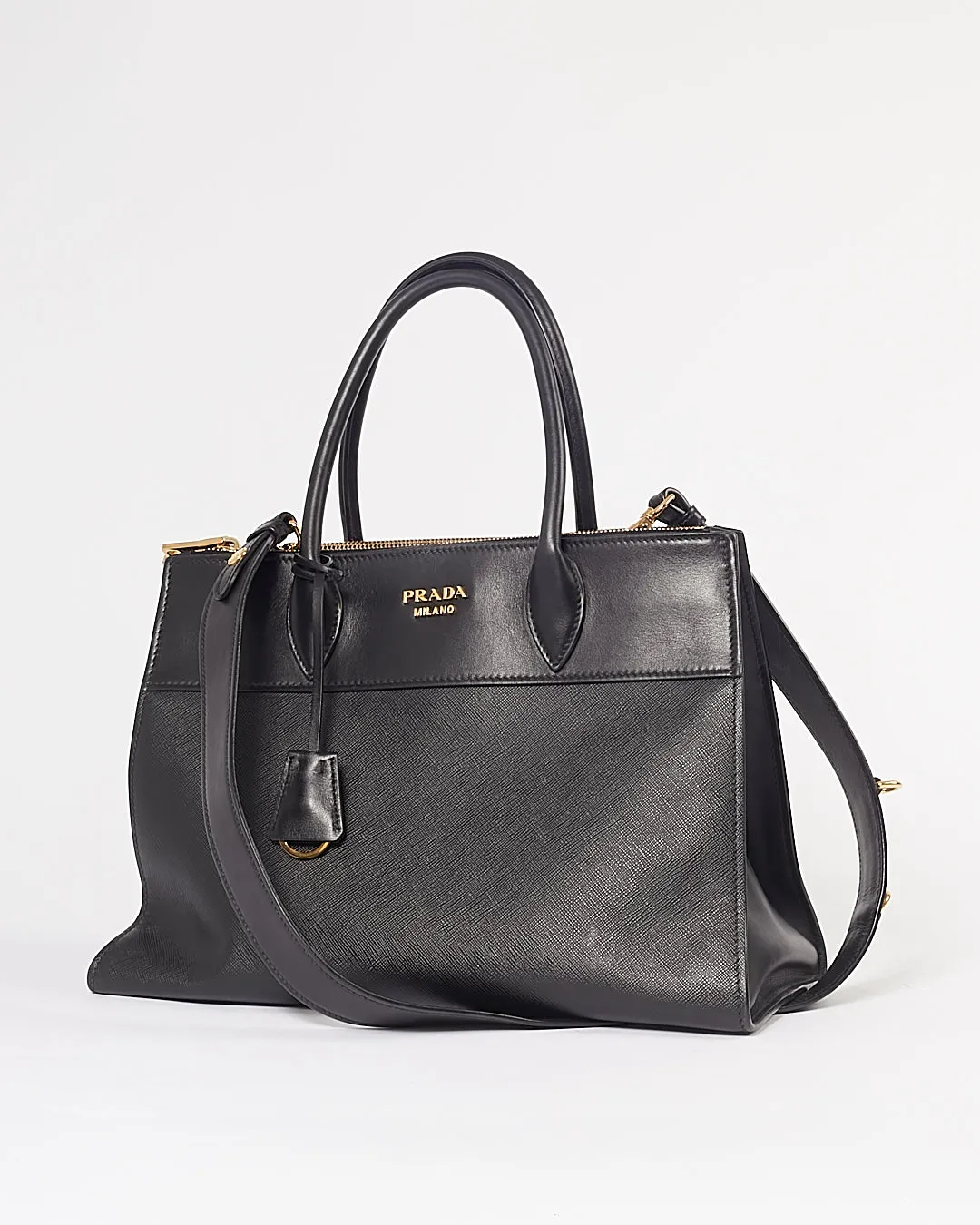 Prada Black Saffiano Medium Paradigme Tote Bag