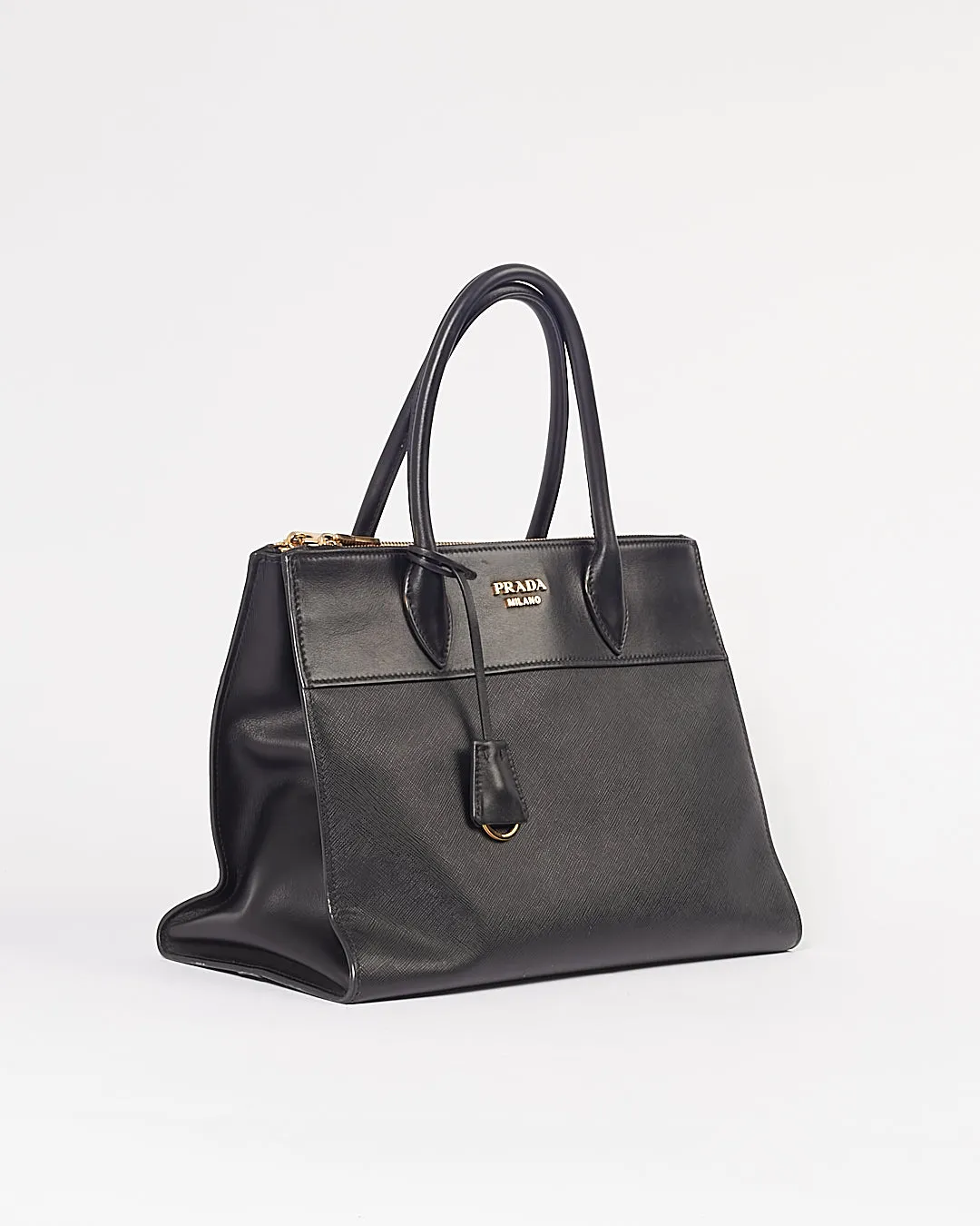 Prada Black Saffiano Medium Paradigme Tote Bag