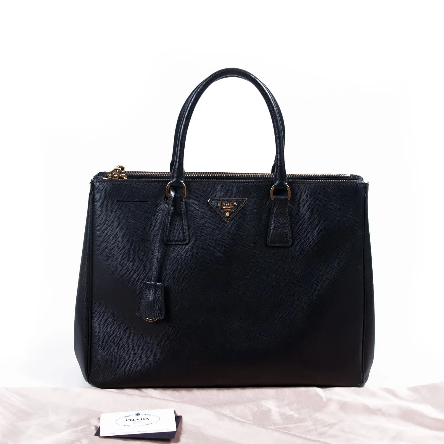 Prada Large Saffiano Lux Double Zip Tote Bag