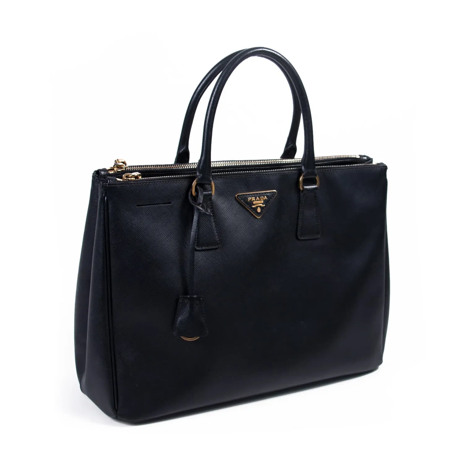 Prada Large Saffiano Lux Double Zip Tote Bag