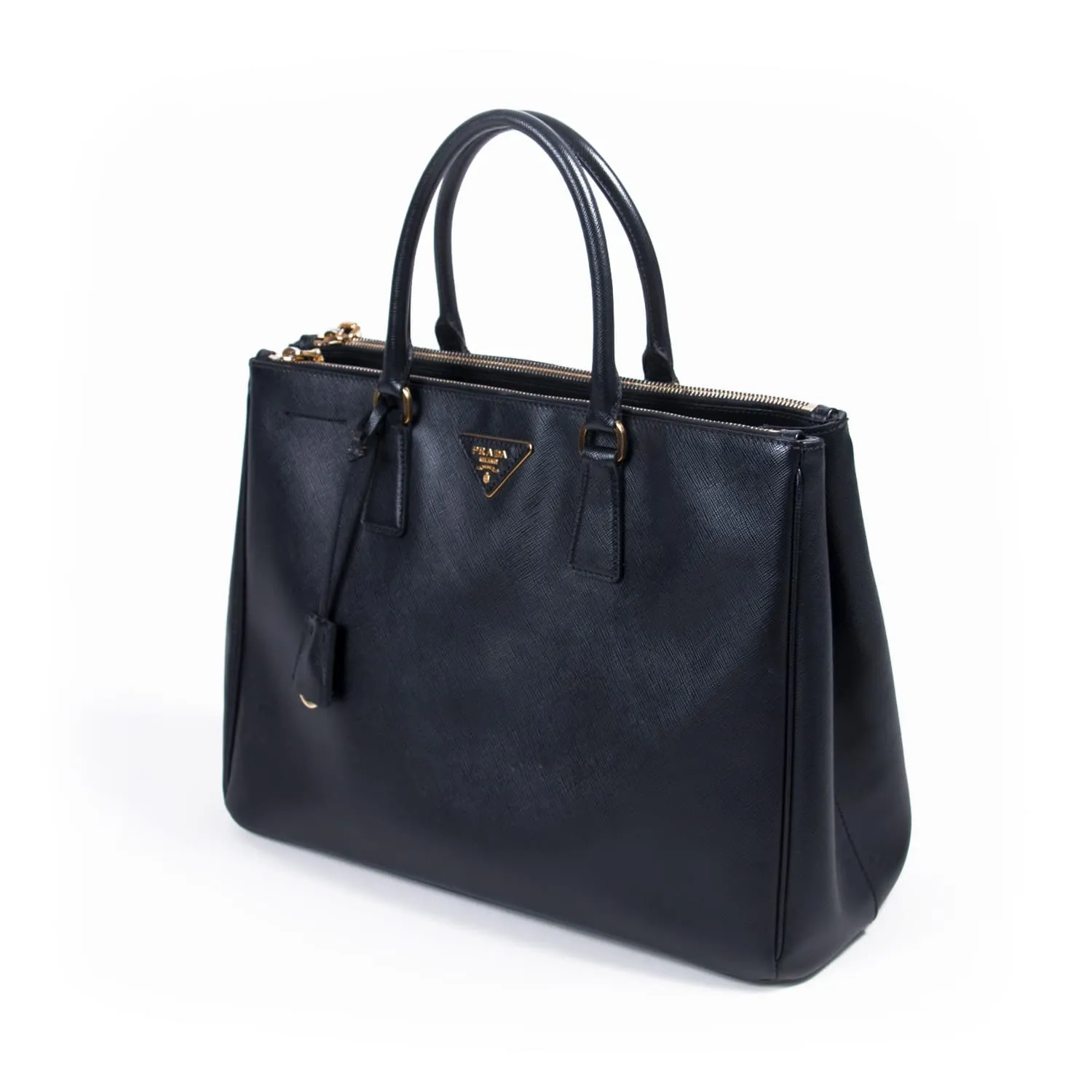 Prada Large Saffiano Lux Double Zip Tote Bag