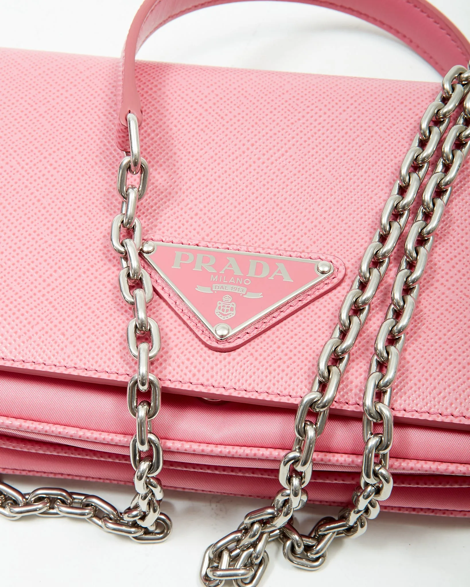 Prada Pink Saffiano Leather & Nylon Tessuto Crossbody Bag