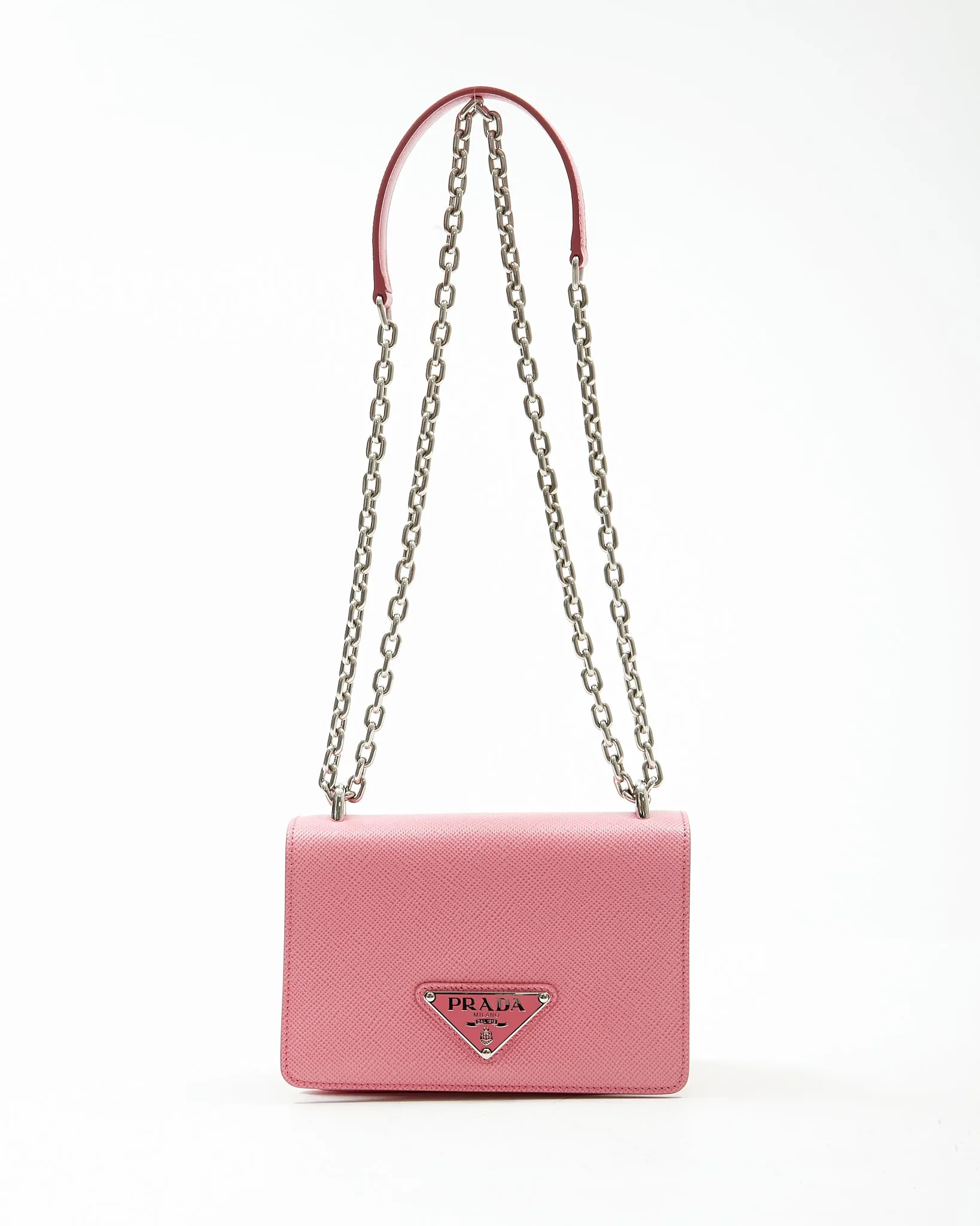 Prada Pink Saffiano Leather & Nylon Tessuto Crossbody Bag