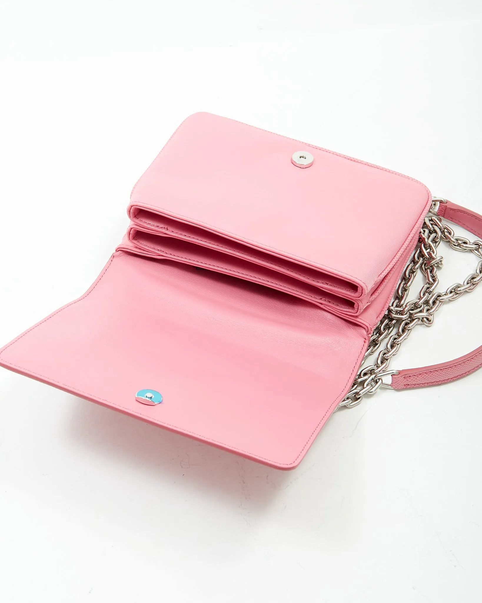 Prada Pink Saffiano Leather & Nylon Tessuto Crossbody Bag